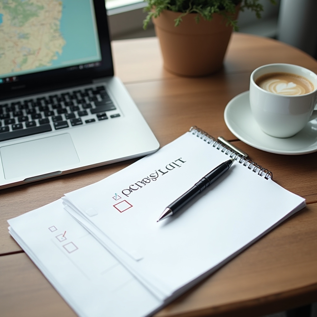 Checklist auditu lokálního SEO na stole vedle notebooku